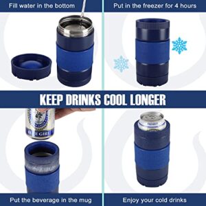 Opard 5 in 1 Freezable Can Cooler, Double-wall Insulated Stainless Steel Can Cooler for 12oz Slim and Standard Can, 16oz Can, 12oz Beer Bottle (Navy)