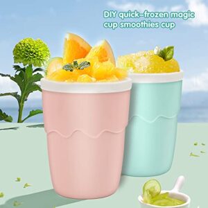 Slushie Maker Cup, Magic Quick Frozen Smoothies Cup, Aluminum Cooling Cup Double Layer Squeeze Cup Slushy Maker, Homemade Ice Cream Maker DIY it for Children and Family