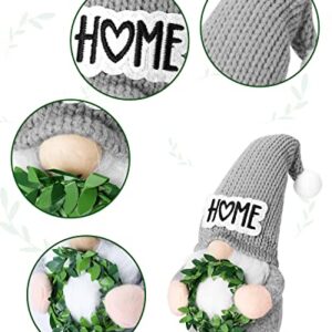 Upltowtme Farmhouse Crochet Gnomes Summer Blessed Home Swedish Tomte Gnomes with Greenery Stuffed Heart for Kitchen Room Tiered Tray Shelf Decorations Rustic Housewarming Birthday Idea 2PC