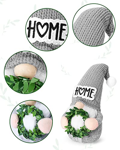 Upltowtme Farmhouse Crochet Gnomes Summer Blessed Home Swedish Tomte Gnomes with Greenery Stuffed Heart for Kitchen Room Tiered Tray Shelf Decorations Rustic Housewarming Birthday Idea 2PC