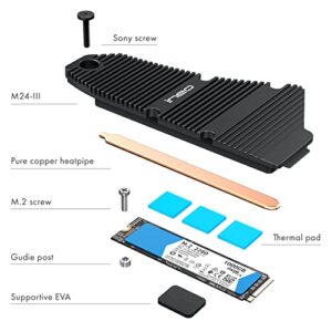 ineo PS5 Heatsink, M.2 NVME SSD Heatsink for PS5 Internal PCIe M.2 NVMe Gaming SSD, Magnesium Aluminum Alloy Designed with Pure Copper Strip [M24]