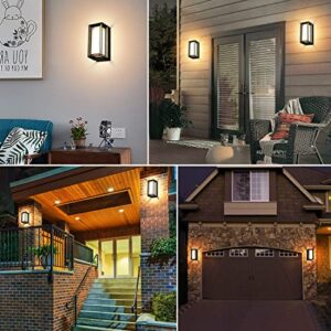 LED Outdoor Wall Porch Light,2 Pack Modern Wall Sconce 3000K Waterproof Exterior Lighting Fixtures Wall Mount