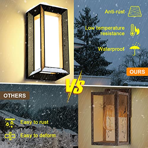 LED Outdoor Wall Porch Light,2 Pack Modern Wall Sconce 3000K Waterproof Exterior Lighting Fixtures Wall Mount