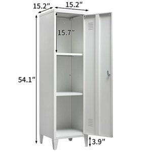 DOEWORKS High Standing Indoor Lockable Cabinet, Metal Locker Organizer, 3-in-1 Shelves Removable for Home and Office, White