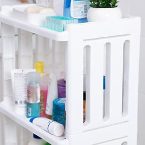 3-Tier Kitchen Storage Carts Bathroom Utility Storage Rolling Cart Durable Stable Organizer Cosmetics Laundry Dishwashing Detergent Organizers Easy Assembly for Office Plastic White Z0605