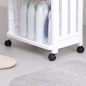 3-Tier Kitchen Storage Carts Bathroom Utility Storage Rolling Cart Durable Stable Organizer Cosmetics Laundry Dishwashing Detergent Organizers Easy Assembly for Office Plastic White Z0605