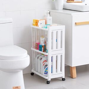 3-Tier Kitchen Storage Carts Bathroom Utility Storage Rolling Cart Durable Stable Organizer Cosmetics Laundry Dishwashing Detergent Organizers Easy Assembly for Office Plastic White Z0605