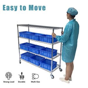 5-Shelf Shelving Storage Units on Wheels Heavy Duty Steel Shelf Wire Rolling Shelving Organizer Rack with Lockable Casters for Restaurant, Warehouse, Home, Organization (59.06" x 17.72" x 70.87")