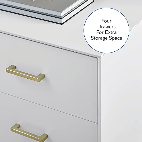 Classic Brands Canton 4 Drawer Wood Dress with 2 Drawer Top Storage Hutch, White