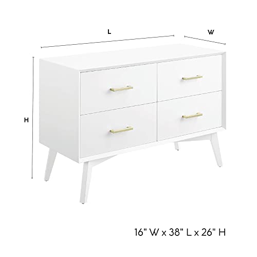 Classic Brands Canton 4 Drawer Wood Dress with 2 Drawer Top Storage Hutch, White