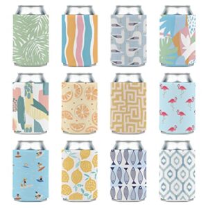 blank beer can coolers sleeves (12-pack) soft insulated beer can coolies - htv friendly plain koolies in bulk for soda, beer & water bottles - coolie blanks for vinyl projects & wedding favors