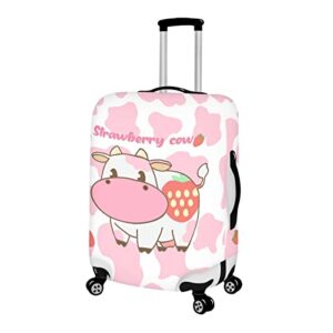 ZPINXIGN Cow Print Luggage Cover for Kids Cute Strawberry Cow Suitcase Protector Cover 25-28 Inch Baggage Cover Holiday Travel Luggage Case Protective Cover