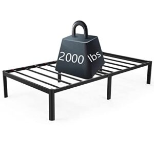 devo twin bed frame 14 inch heavy duty metal platform beds no box spring needed with sturdy steal slats mattress foundation support up to 2000 lbs,easy assembly, noise free,76x40inch, black