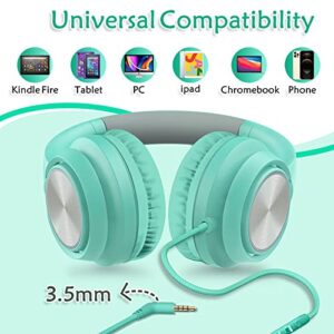 Kids Headphones with Microphone, Wired Headsets for Kid Child Teens Boys Girls with 85dB/94dB Volume Limit, Foldable Adjustable for School, Travel, 3.5mm Audio Jack for iPad, Tablet, PC, Chromebook