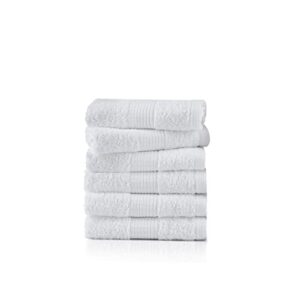 lane linen 6 pc hand towels for bathroom set, 100% cotton super absorbent bathroom hand towel set, ultra soft premium hotel quality - white
