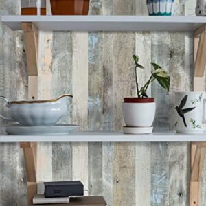 Wood Contact Paper Wood Shiplap Wallpaper Peel and Stick Wood Wallpaper Wood Grain Contact Paper for Cabinets Self-Adhesive Removable Wallpaper Wood Plank Wallpaper Rustic Wood Panel 15.7“ × 78.7“