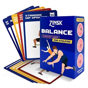 zinsk balance exercise cards for athletes – workout cards for core and standing balance – balance trainer fitness deck for full-body balance exercises for gym & home workout - fitness exercise cards