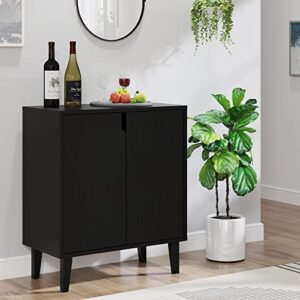 panana 2 door kitchen buffet storage cabinet accent console table for kitchen dining living room hallway office (black)