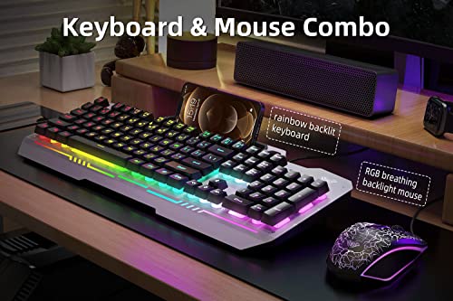 AULA Gaming Keyboard and Mouse Combo, RGB Backlit Computer Keyboard and Gaming Mouse, Wired Gaming Keyboard Set for Windows PC Gamers