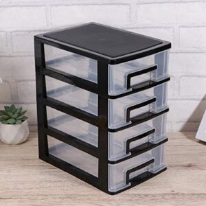 nolitoy four- layer drawer type closet, plastic storage cabinet drawer organization and storage, black frame with clear drawers storage rack organizer for office bedroom home