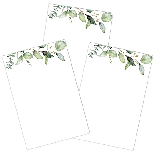 100 Pcs Greenery Cardstock Note Cards 4x6 Inch Blank Greenery Cards Thick White Card Stock Cute Green Leaves Design on Kraft Glossy Cardstock with 100pcs Envelopes for DIY Crafts Drawing Kids Painting