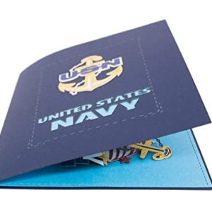 Aitpop 3D half-Handcrafted Patriotic Pop Up Navy Greeting Thank You Card with thick stikers - Perfect for Retirement, 4th of July ,for Birthday, for Valentine's Day, for Mothers Day, Spring, Fathers Day, Graduation, Wedding, Anniversary