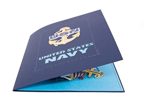 Aitpop 3D half-Handcrafted Patriotic Pop Up Navy Greeting Thank You Card with thick stikers - Perfect for Retirement, 4th of July ,for Birthday, for Valentine's Day, for Mothers Day, Spring, Fathers Day, Graduation, Wedding, Anniversary