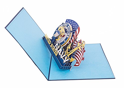 Aitpop 3D half-Handcrafted Patriotic Pop Up Navy Greeting Thank You Card with thick stikers - Perfect for Retirement, 4th of July ,for Birthday, for Valentine's Day, for Mothers Day, Spring, Fathers Day, Graduation, Wedding, Anniversary