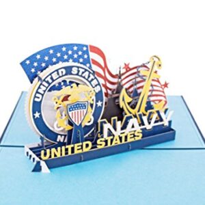 Aitpop 3D half-Handcrafted Patriotic Pop Up Navy Greeting Thank You Card with thick stikers - Perfect for Retirement, 4th of July ,for Birthday, for Valentine's Day, for Mothers Day, Spring, Fathers Day, Graduation, Wedding, Anniversary