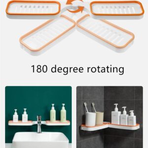 2 pcs set Adhesive wall mounted 180 degree rotating bathroom shelves corner shelves kitchen shelves