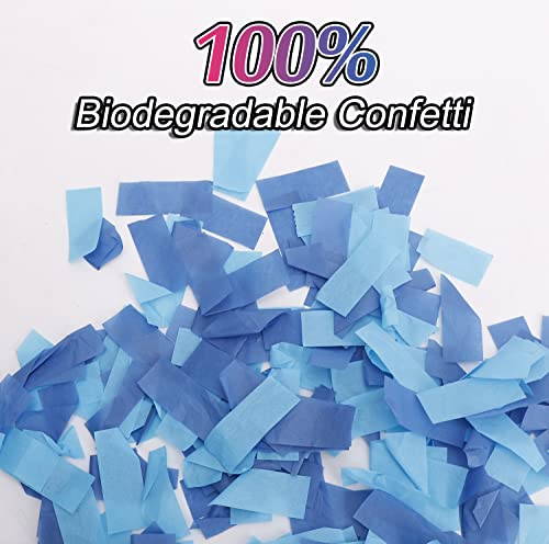 Gender Reveal Blue Confetti Cannon, DOUKEE Biodegradable Navy and Blue Tissue Confetti Poppers for Boy Baby Shower Party Favors, 2 PK (12 in)