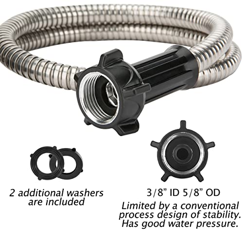 Yanwoo 304 Stainless Steel 6 Feet Short Garden Hose with Female to Female Connector, Water Hose, Metal Hose, Heavy Duty Outdoor Hose (6ft)