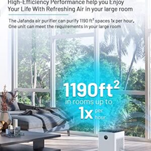 Jafända Air Purifiers for Allergies Home Large Room 1190ft² H13 True HEPA Filter, Dimmable Night Light and Activated Carbon Remove 99.97% Dust Smoke Odor Pollen Pets Hair Dander,Quiet Sleep Mode 23dB