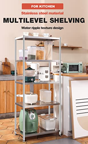 Stainless Steel Shelves 5 Tier Shelf Organizer Kitchen Storage Shelves Garage Shelves Heavy Duty Shelving Garage Shelving Units and Storage Rack Pantry Shelves