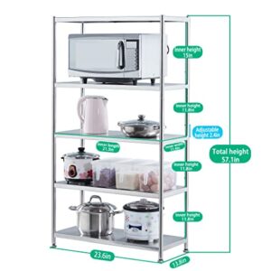 Stainless Steel Shelves 5 Tier Shelf Organizer Kitchen Storage Shelves Garage Shelves Heavy Duty Shelving Garage Shelving Units and Storage Rack Pantry Shelves