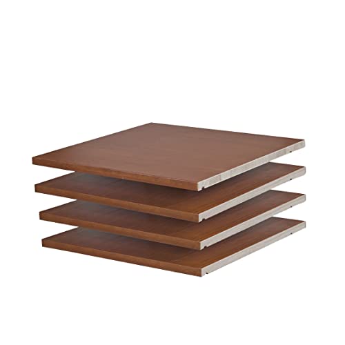 Palace Imports 100% Solid Wood Set of 4 Small Shelves for Kyle Wardrobe/Armoire/Closet ONLY, Mocha