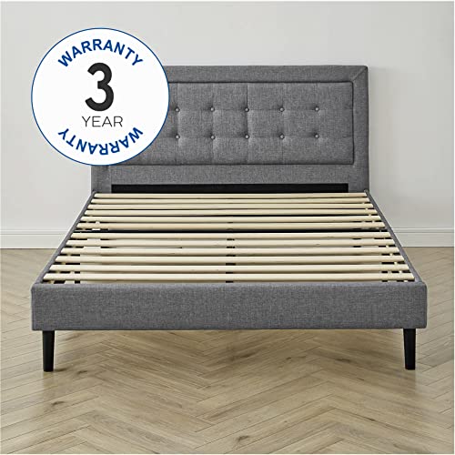 Classic Brands Mornington 2.0 Upholstered Platform Bed | Headboard and Metal Frame with Wood Slat Support, Grey, King