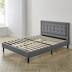 Classic Brands Mornington 2.0 Upholstered Platform Bed | Headboard and Metal Frame with Wood Slat Support, Grey, Queen
