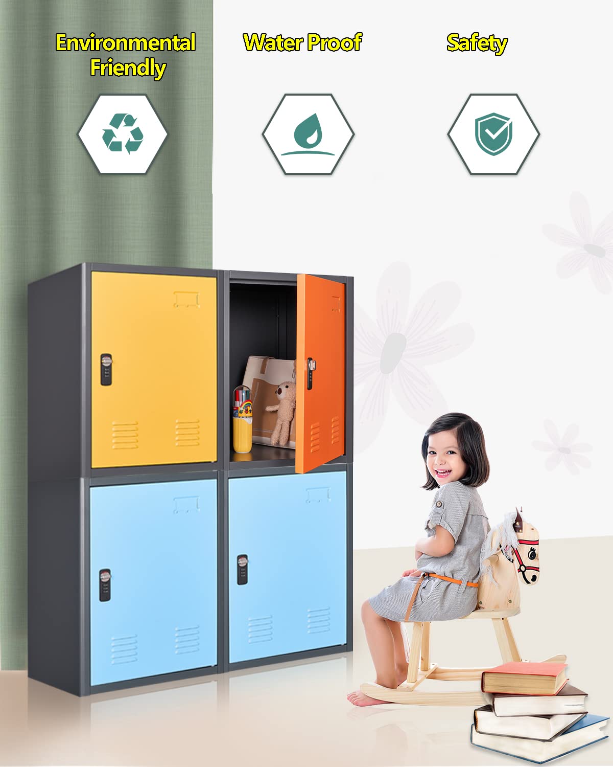 KAER Locker Storage Cabinet,Lockable Storage Cabinet,Metal Locker Storage Cabinet With1 Doors, 19.6" H Cabinet Organizer, for School, Office, Home,Preschool,Garage,Storage Room- Assembly Required