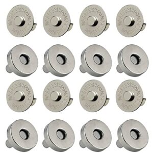 20 set magnetic snaps, purse magnetic bag fastener clasp magnetic button replacement kit for sewing, diy craft, purses, bags, clothes, leather (silver 18mm)