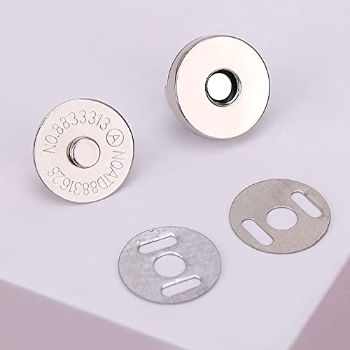 20 Set Magnetic Snaps, Purse Magnetic Bag Fastener Clasp Magnetic Button Replacement Kit for Sewing, DIY Craft, Purses, Bags, Clothes, Leather (Silver 18MM)