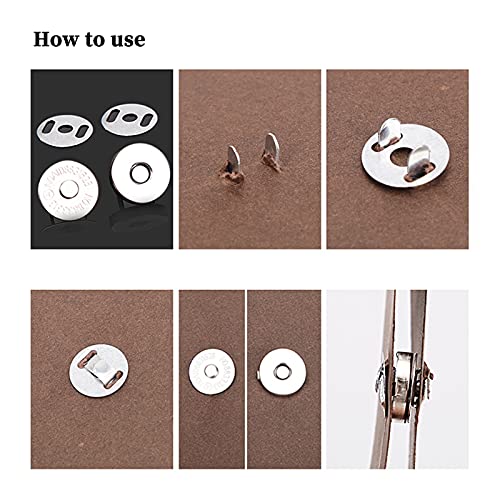 20 Set Magnetic Snaps, Purse Magnetic Bag Fastener Clasp Magnetic Button Replacement Kit for Sewing, DIY Craft, Purses, Bags, Clothes, Leather (Silver 18MM)