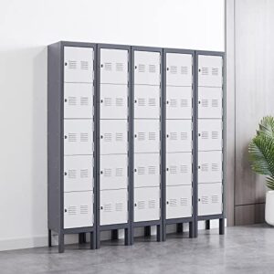 Karini Lockers for Employees,5 Door Metal Locker,66.14''Storage Lockers for Home,Garage,Gym,Office with Mirror,Screwdriver,Gloves,Unassembled (Grey, 5 Door)