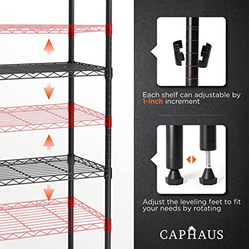 CAPHAUS Heavy-Duty Adjustable Height Wire Shelving Unit, Wire Rack Shelving, Metal Steel Storage Shelves, Garage Shelving Storage Organizer, Utility Storage Shelf, 24Wx14Dx30H 3-Tier No Wheels, Black