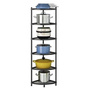 kitchen corner shelf rack, multi-layer pot rack storage organizer stainless steel shelves shelf holder (6 tier-2)
