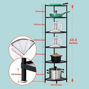 Kitchen Corner Shelf Rack, Multi-layer Pot Rack Storage Organizer Stainless Steel Shelves Shelf Holder (6 Tier-2)