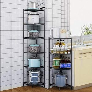 Kitchen Corner Shelf Rack, Multi-layer Pot Rack Storage Organizer Stainless Steel Shelves Shelf Holder (6 Tier-2)