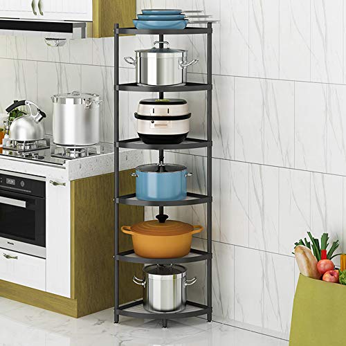 Kitchen Corner Shelf Rack, Multi-layer Pot Rack Storage Organizer Stainless Steel Shelves Shelf Holder (6 Tier-2)