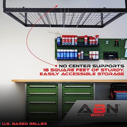 ABN Garage Shelving Ceiling Mounted Storage Racks - 3x6ft Ceiling Garage Storage System for Totes Decorations and More