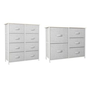 yitahome storage tower with 8 drawers & wooden top & dresser with 5 drawers - fabric storage tower, organizer unit, gray (ftbfsd-0005)